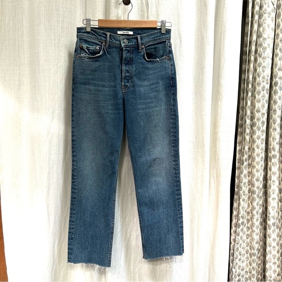 GRLFRND Denim - GRLFRND Helena button Fly High rise raw hem jeans size 27